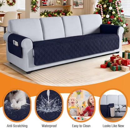 VANSOFY Couch Cover, Waterproof Sofa Covers Washable Slipcover Furniture Protector Couch Seat Covers Non-Slip Couch Cover for Dogs, Pets(Oversized Sofa, Dark Blue)