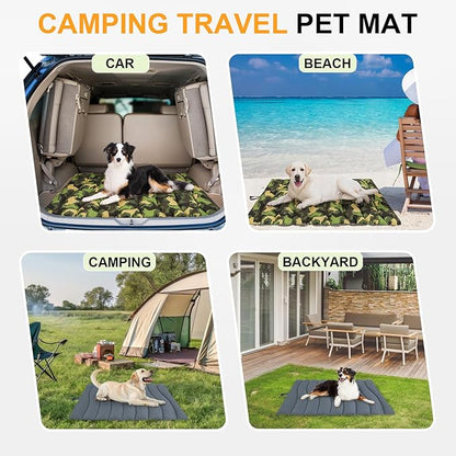 BEAUTYZOO Outdoor Dog Bed Waterproof, Camping Dog Bed Reversible, Portable Travel Bed with Carry Bag- Machine Washable, Durable, Foldable Pet Blanket for Medium Large Dogs, 26" x 43" Camouflage