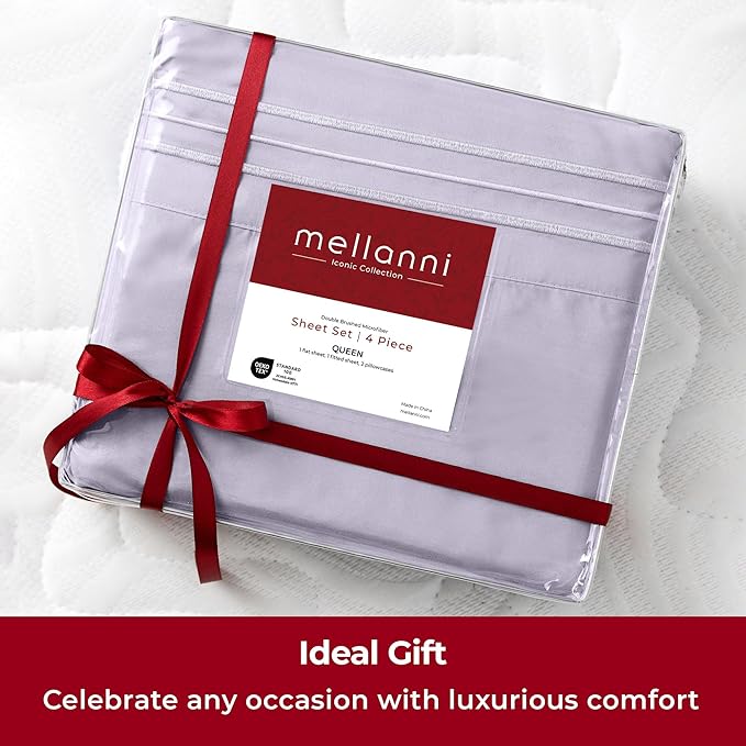 Mellanni Extra Deep Full Sheets - 4 PC Iconic Collection Bedding - Hotel Luxury, Ultra Soft, Cooling Bed Sheets - Wrinkle, Fade, Stain Resistant (Full, Lavender)
