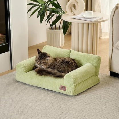 Hollypet Fluffy Dog Cat Bed Pet Couch Beds Plush Soft Warming Washable Puppy Bed for Small Medium Dogs and Large Cats, Cantaloupe Green, 24" L x 18" W x 10" Th