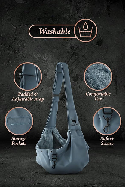 Noah & Paw Dog Sling Carrier for Small Dogs 3-10lb, Dog Sling for Small Dogs and Cats, Dog Carrier with Adjustable Padded Strap, Premium Twill, Lined with Fur, Double Safety Feature, Machine Washable