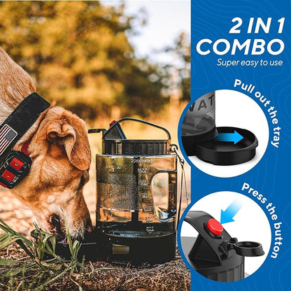 lesotc Portable Dog Travel Water Bottle, 77oz Large Travel Water Bowl for Dogs Camping Hiking Beach Hunting Essentials, Big Pet Bottles Bowl Water Dispenser for On The Go Park Car Walking Accessories
