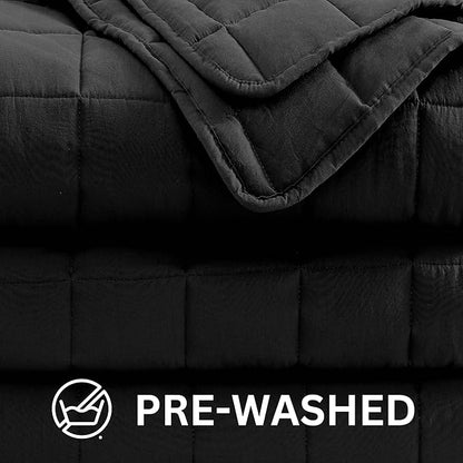 Casa Platino Black Blanket Twin Size - Pre-Washed Ultra Soft Quilted Blanket - Lightweight Twin Size Blanket - All Season Twin Blanket - Premium Microfiber Down Alternative Blanket Twin Size