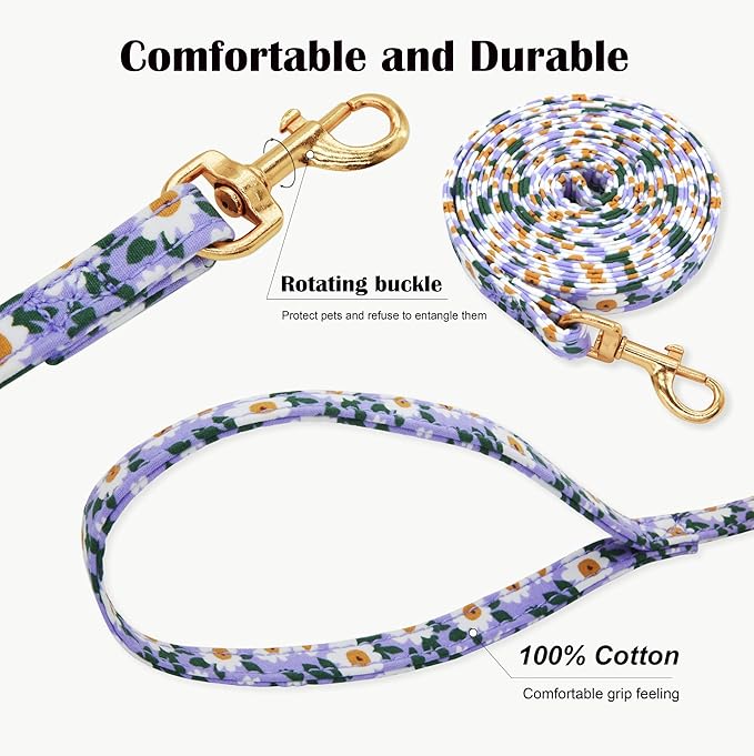No Pull Dog Harness Adjustable Small Dog Harness and Leash Set, Lightweight and Soft Dog Harness No Choke Escape Proof Pet Harness Vest (Purple Daisy, XS)