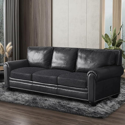 ANARACHON Leather Look Couch Cushion Covers Sofa Seat Slipcovers Sets Couches Furniture Protector for Sectional Armchair Loveseat Pets Kids Stretch Spandex Fabric (3 Cushion Sofa, Dark Grey)