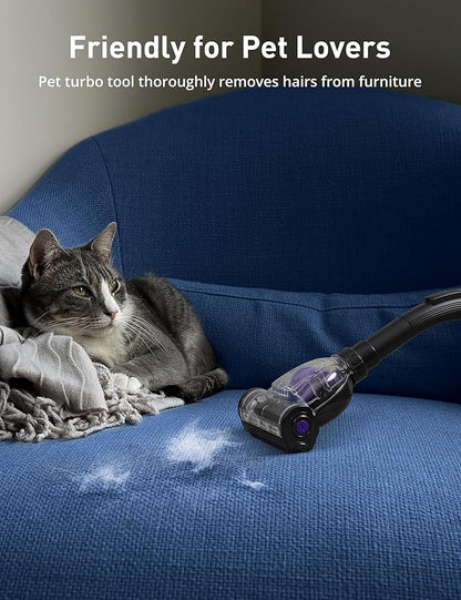 Aspiron 1700W Canister Vacuum Cleaner, 45Kpa Bagless Vacuum Cleaner, Multi-Cyclonic Filtration, 2 Anti-Allergen HEPA Filters, 3.5QT Dust Cup, 4 Tools, Corded Vacuum for Hard Floor, Pet Hair, Wisteria