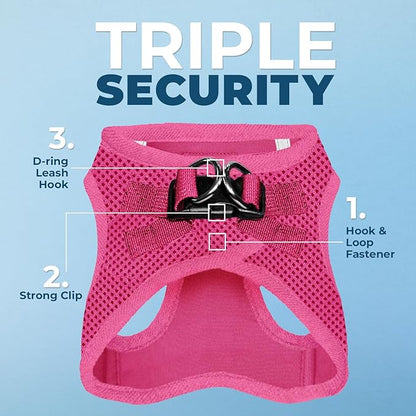 Best Pet Supplies Voyager Step-in Air All Weather Mesh Harness and Reflective Dog 5ft Leash Combo with Neoprene Handle, for Small, Medium and Large Breed Puppies - Set (Fuchsia), Medium