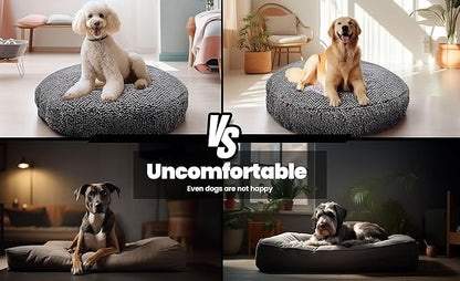Muddy Mat®Cloud K-9 Bed for Dogs & Cats, Soft & Relaxing Round Dog Bed, Chenille Material, Removable Cover, Washable & Dryer Safe–Grey Medium(35'x35')