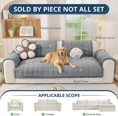 OstepDecor Washable Couch Cover for Dogs, Thick Pet Friendly Sofa Covers, Soft Couch Protector, Paw Cart Sofa Slipcovers, Cushion Protector for Leather, Sectional, Loveseat (35.4" x 70.9", Blue Grey)