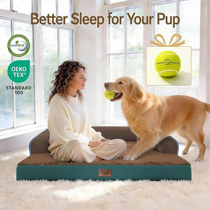 Comfort Expression Dog Bed Large Size Dog - XL Pet Bed Waterproof Orthopedic Pet Couch Memory Foam Sofa Bolster with Removable Cover - 42 x 30