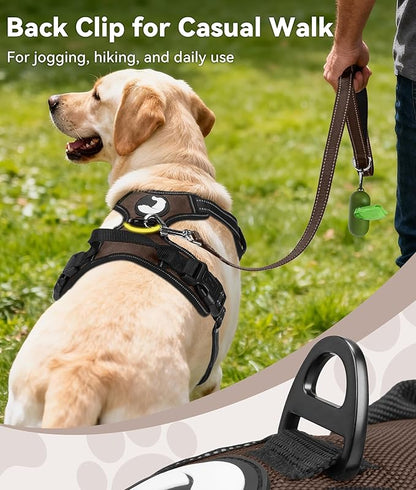 Joytale No Pull Dog Harness for Extra Large Dogs, Reflective Pet Vest with Front Clip, Adjustable Soft Padded Harnesses with Easy Control Handle for Training and Walking, Brown, XL