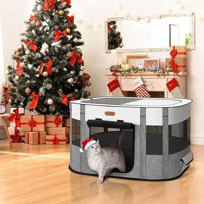 Seiyierr Foldable Pet Playpen - Cat & Puppy Playpen, Travel Dog Crate with Carrying Case, Cat Tent Dog Pen for Outdoor Camping Use