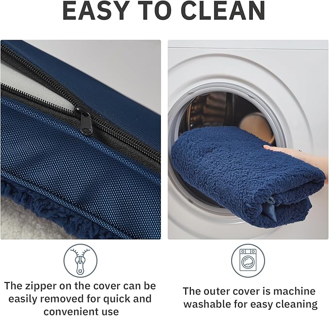 Bedfolks Orthopedic Dog Bed for Jumbo Dogs - Egg Foam Dog Crate Bed with Removable Waterproof Cover, Pet Bed Mat Suitable for Dogs and Pets Up to 150 lbs (54 x 44 x 4 inches, Navy)