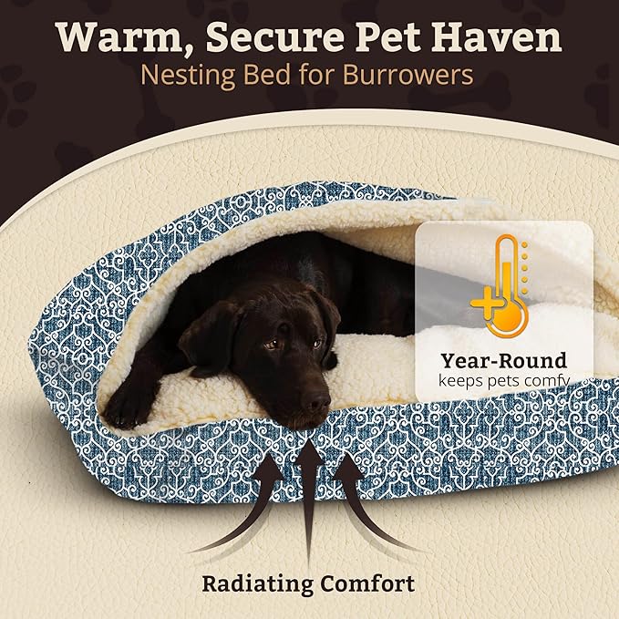 Snoozer Pet Products Luxury Rectangle Cozy Cave, Wag Collection, Large, Ramey Oxford