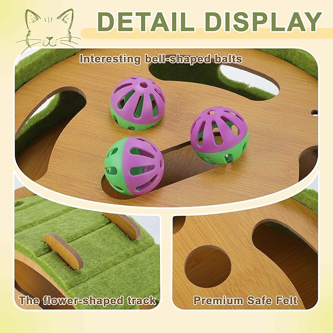 Interactive Cat Toy Puzzle Toys for Indoor, Felt Maze Box, Cat Toys, Mental Stimulation and Entertainment, Circle, Green, 1 Set
