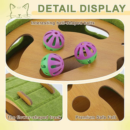 Interactive Cat Toy Puzzle Toys for Indoor, Felt Maze Box, Cat Toys, Mental Stimulation and Entertainment, Circle, Green, 1 Set
