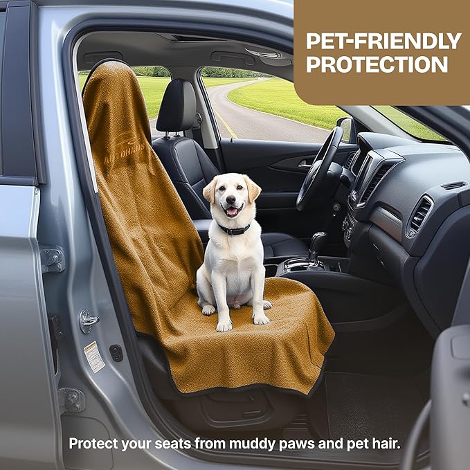 Waterproof Car Seat Towel Cover, Towel that Goes Over Car Seat for Sweat Protection, Quick-Dry Microfiber, Non-Slip Backing, Machine Washable, Fits Cars SUVs Trucks