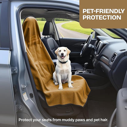 Waterproof Car Seat Towel Cover, Towel that Goes Over Car Seat for Sweat Protection, Quick-Dry Microfiber, Non-Slip Backing, Machine Washable, Fits Cars SUVs Trucks