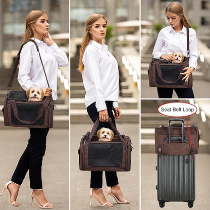 EliteField Deluxe Soft-Sided Pet Carrier (3 Year Warranty, Airline Approved), Travel Bag for Dogs, Cats & Small Pets, with Expandable Mat
