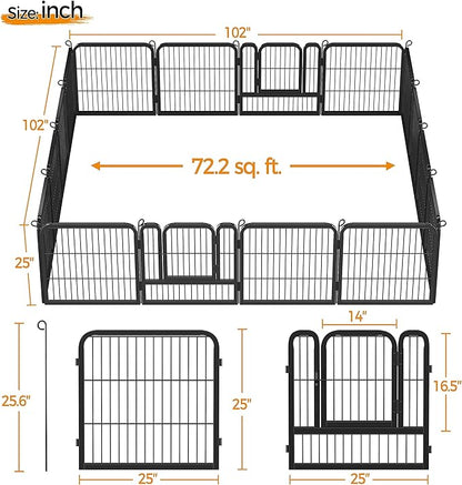 Topeakmart Dog Playpen Outdoor Puppy Exercise Pen Indoor Portable Pet Fence for Yard/RV Camping, 24 Inch 16 Panels