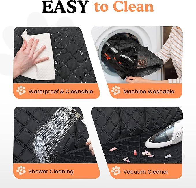 Dog Car Seat Cover For Back Seat, 100% Waterproof Hammock & Back Seat Protector 137*147 cm (54*58 in), Heavy Duty 600D Oxford, Non-Slip, Scratchproof, Easy to Clean, Universal Fit for Cars,