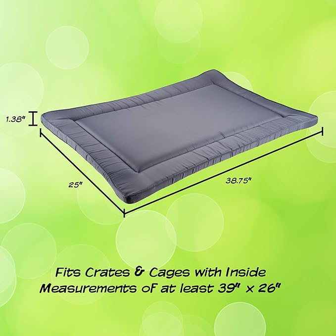 PETMAKER Waterproof Dog Bed - 38.75x25 Large Dog Bed with Raised Edge - Easy-to-Clean Multi-Purpose Crate Mat for Home and Car Travel (Gray)