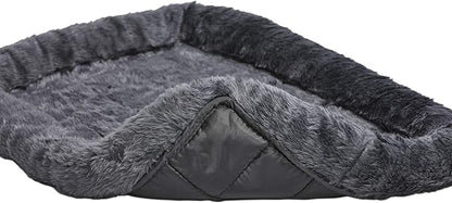 MidWest Homes for Pets Dog Bed – Gray Faux Fur Bolster, Ultra-Soft and Machine Washable, Fits 30-Inch Crates and Carriers, for Medium-Sized Breeds