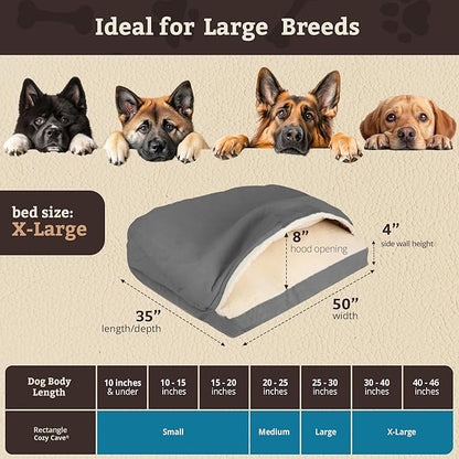 Snoozer Pet Products Luxury Rectangle Cozy Cave Dog Bed with Microsuede, Extra Large, Anthracite