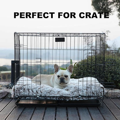 Bedfolks Waterproof Dog Crate Bed,Plush Dog Bed with Removable Washable Cover,Faux Fur Dog Crate Pad for Medium Dogs,Fluffy Dog Kennel Bed 29"x21",Brown