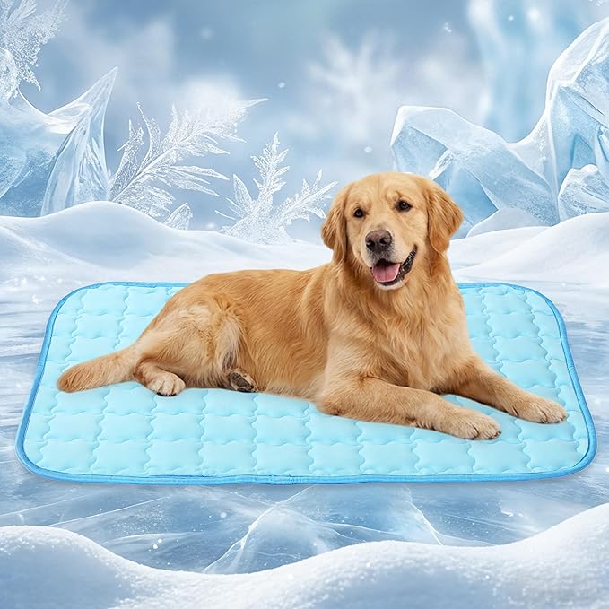 Dog Cooling Mat, Double-Sided with Cooling Fabric & Warm Flannel, 43.3" x 31.5" Thickened Cooling Mat for Dogs, No Electricity Needed, Machine Washable, Portable Crate Pad for Indoor & Outdoor Use