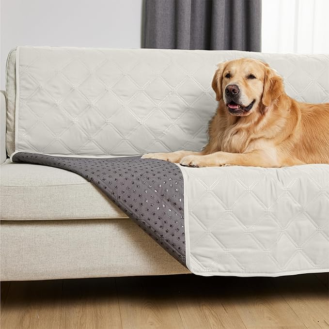 GORILLA GRIP Waterproof Dog Blanket, Leakproof Couch Cover for Dogs, Silicone Grip Backing, Protects Sofa, Sectional, Bed, Crate, Car & RV, Tear-Resistant Washable Senior Pet Blanket 30x70 Light Taupe