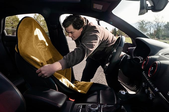 Waterproof Car Seat Towel Cover, Towel that Goes Over Car Seat for Sweat Protection, Quick-Dry Microfiber, Non-Slip Backing, Machine Washable, Fits Cars SUVs Trucks