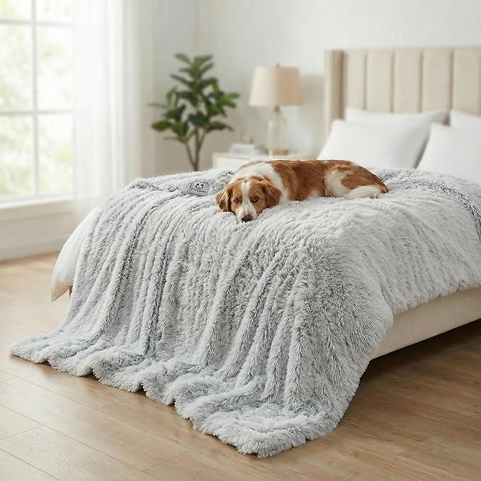 PJYuCien Dog Blanket for Dogs, Puppies and Pets, Lightweight & Portable Fluffy Fleece Throw, Super Soft Plush Cat Blanket for Couch/Car Seat/Furniture, Machine Washable, 60"x80", Grey