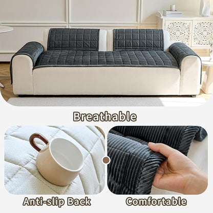 Couch Covers for Dogs Washable, Non Slip Couch Covers for Loveseat Sofa Pet Friendly, Soft Fuzzy Sofa Covers for Pet, Dog Couch Cover Furniture Protector(1PC,Dark Grey,27.6"x94.5")