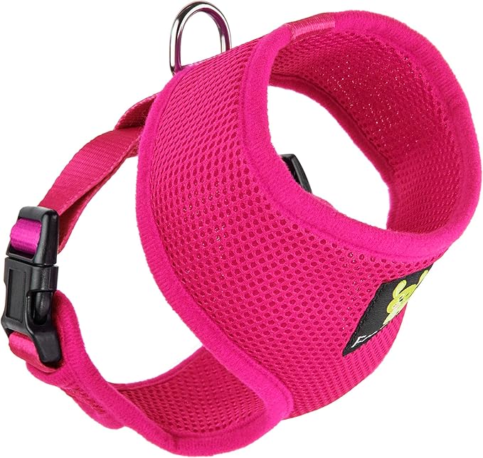 EcoBark Dog Harness - Eco-Friendly Max Comfort Harnesses - Luxurious Soft Mesh Halter - Over The Head Harness Vest- No Pull and No Choke for Puppy, Small Breeds & Medium Dogs (Large, Fuchsia Pink)