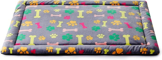 Allisandro Lightweight Waterproof Dog Bed Pad, 1.5" Thick Travel Mat for Crates, Kennels & Elevated Beds, Washable Non-Slip Sleeping Mat for Small to Large Dogs, 18 x 12 Inches, Vivid Bone