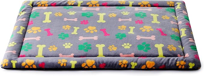 Allisandro Lightweight Waterproof Dog Bed Pad, 1.5" Thick Travel Mat for Crates, Kennels & Elevated Beds, Washable Non-Slip Sleeping Mat for Small to Large Dogs, 36 x 23 Inches, Vivid Bone