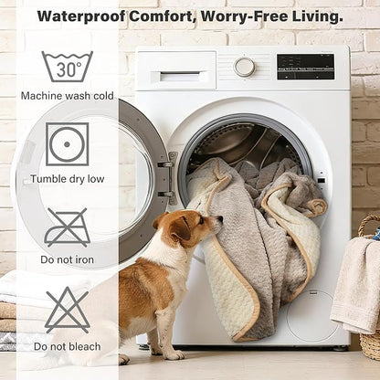 Catalonia Waterproof Pet Blanket for Sofa, Bed & Couch - Reversible Leakproof Fleece Furniture Protector Cover - Liquid Pee Proof Dog Cat Blanket for Small Medium Large Pets, Camel, 40" x 60"