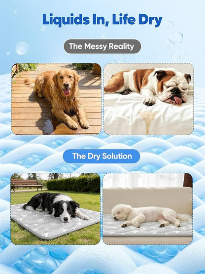 Rywell Super-Absorbent Cooling Mat for Dogs 44"x32" Arc-Chill 3.0 & Color-Changing Dog Cooling Mat, Stay Cool & Dry, Washable, Non-Slip Pet Bed Mat for Floors, Sofas, Kennels