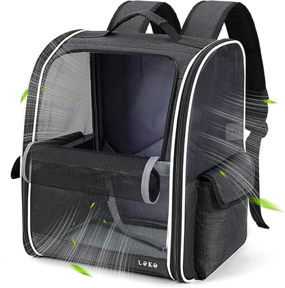 Lekereise Cat Backpack Carriers, Dog Carrier Backpacks with Breathable Mesh for Small Medium Cats Dogs Puppy Up to 17 Lbs, Pet Foldable Carrying Backpack Ventilated for Travel Hiking Collapsible