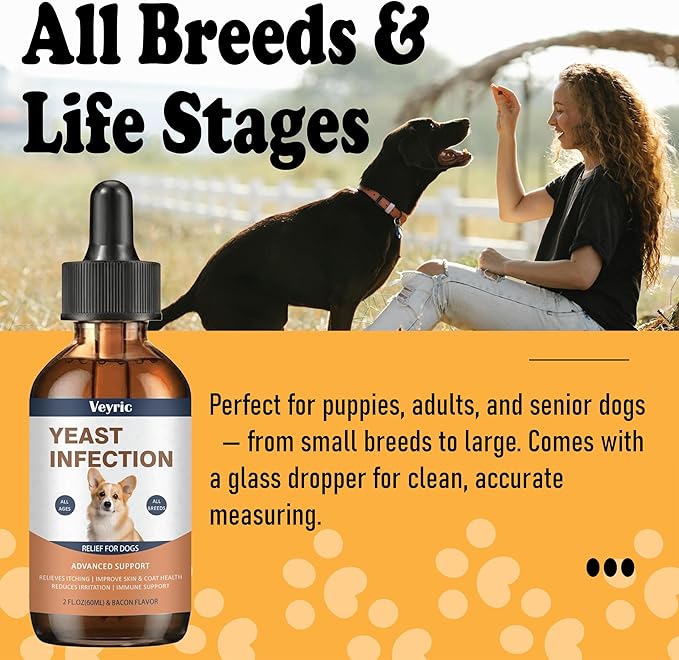 Natural Yeast Relief for Dogs – Supports Skin & Coat Comfort, Ears & Paw Cleanliness – Dog Skin & Coat Support, 60ml (1pc)