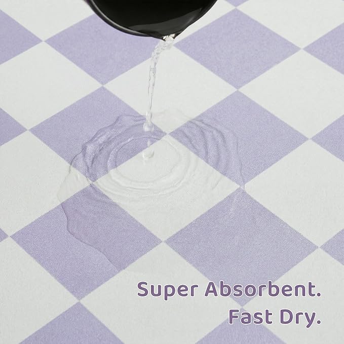 Ralxion Checkered Dog Feeding Mat, Absorbent Mats for Dog Food and Water Bowl, Dispenser, Aesthetic Purple Checkerboard Pet Placemat for Dogs, Cats, Puppy Accessories (Purple, 16 x 24)