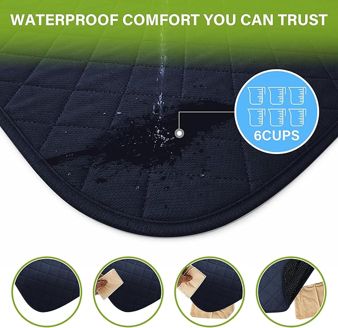SPRING SEAON Waterproof Chair Pads for Adults & Elder, 22" x 21" Washable Reusable Incontinence Pads, Non-Slip Wheelchair Seat Cover for Bed, Car, Recliner & Protecting Patient Dignity, 2 Pack