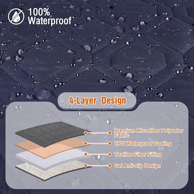 VANSOFY Couch Cover, Waterproof Sofa Covers Washable Slipcover Furniture Protector Couch Seat Covers Non-Slip Couch Cover for Dogs, Pets(Chair, Dark Blue)