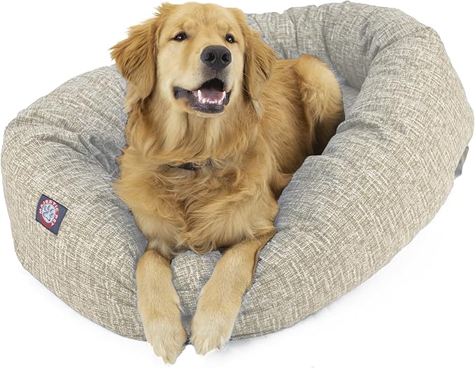 Majestic Pet 52 Inch Bagel Calming Dog Bed Washable – Cozy Soft Round Dog Bed with Spine Support for Dogs to Rest Their Head - Fluffy Donut Puppy Mat 52x35x11 (Inch) X-Large – Tan