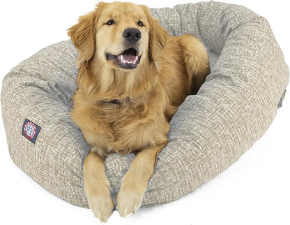 Majestic Pet 24 Inch Bagel Calming Dog Bed Washable – Cozy Soft Round Dog Bed with Spine Support for Dogs to Rest Their Head - Fluffy Donut Puppy Mat 24x19x7 (Inch) Small – Tan