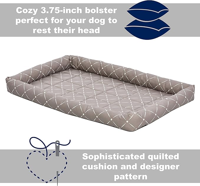 Midwest Homes for Pets 40248-MRD Quiet Time Couture Ashton Bolster Pet Bed, X-Large Dog/48, Mushroom