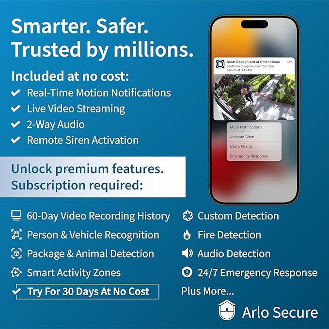 Arlo Essential Indoor Security Camera 2K (2nd Gen, 2023 Release) - Wired Plug-in Power, Person Recognition, Animal Detection, 1-Month Trial of Secure Plan, Automated Privacy Shield, 2 Cam, White
