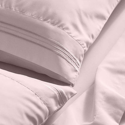Mellanni Full Sheet Set - 6-Piece Iconic Collection Bedding, (Including 4 Pillowcases), 21-Inch Extra Deep Pocket, Easy Care, Ultra Soft, Cooling Sheets, Brushed Microfiber - Blush Pink