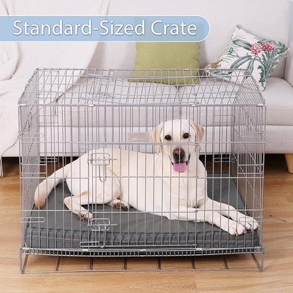 Vonabem Outdoor Waterproof Dog Bed Washable, XXL Crate Pad 48 Inch, Foam Large Pet Bed with Removable Cover Reversible, Durable Leather Anti-Slip Kennel Pads 47"x29" Grey